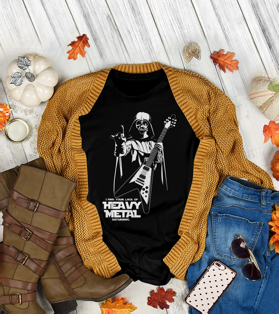 I Find Your Lack Of Heavy Metal Disturbing Star Wars Darth Vader Playing Guitar T-Shirt