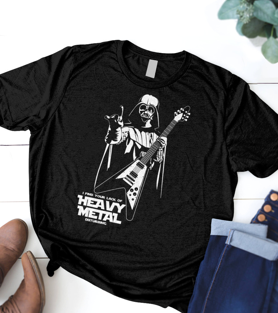 I Find Your Lack Of Heavy Metal Disturbing Star Wars Darth Vader Playing Guitar T-Shirt