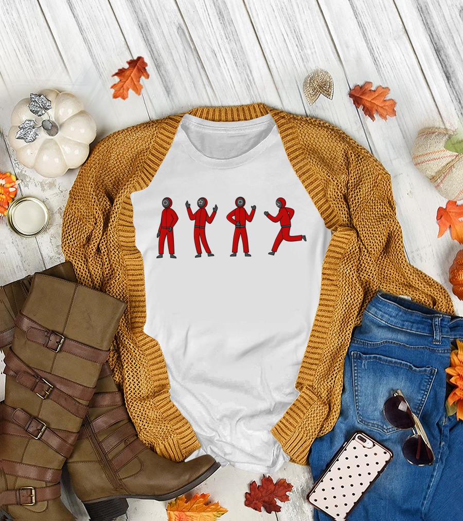 Squid Game Guards Red Jumpsuits Circle Triangle Square Running T-Shirt