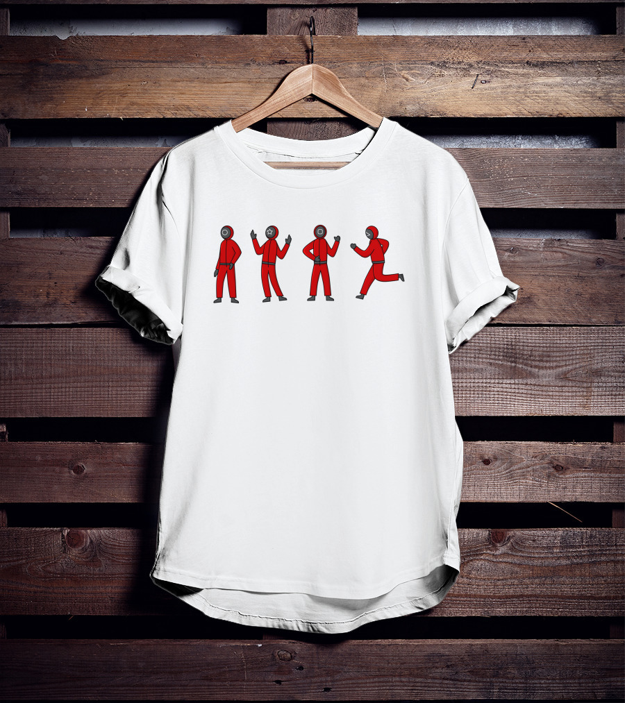 Squid Game Guards Red Jumpsuits Circle Triangle Square Running T-Shirt