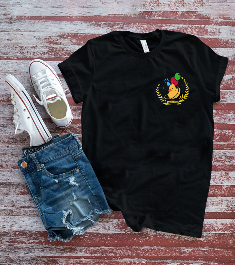 Planet Duck Birthday Quackity Since 2000 Celebration With Balloons And Party Hat T-Shirt