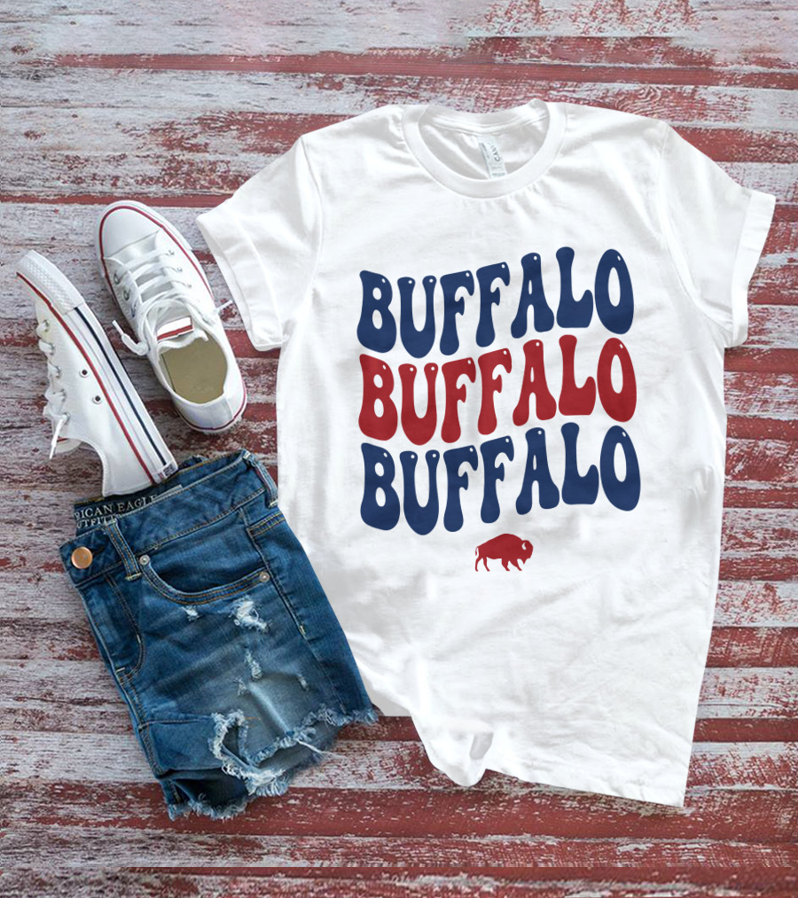 Buffalo Buffalo Buffalo Groovy Retro Style With Bison T-Shirt
