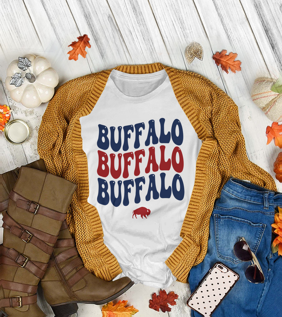 Buffalo Buffalo Buffalo Groovy Retro Style With Bison T-Shirt