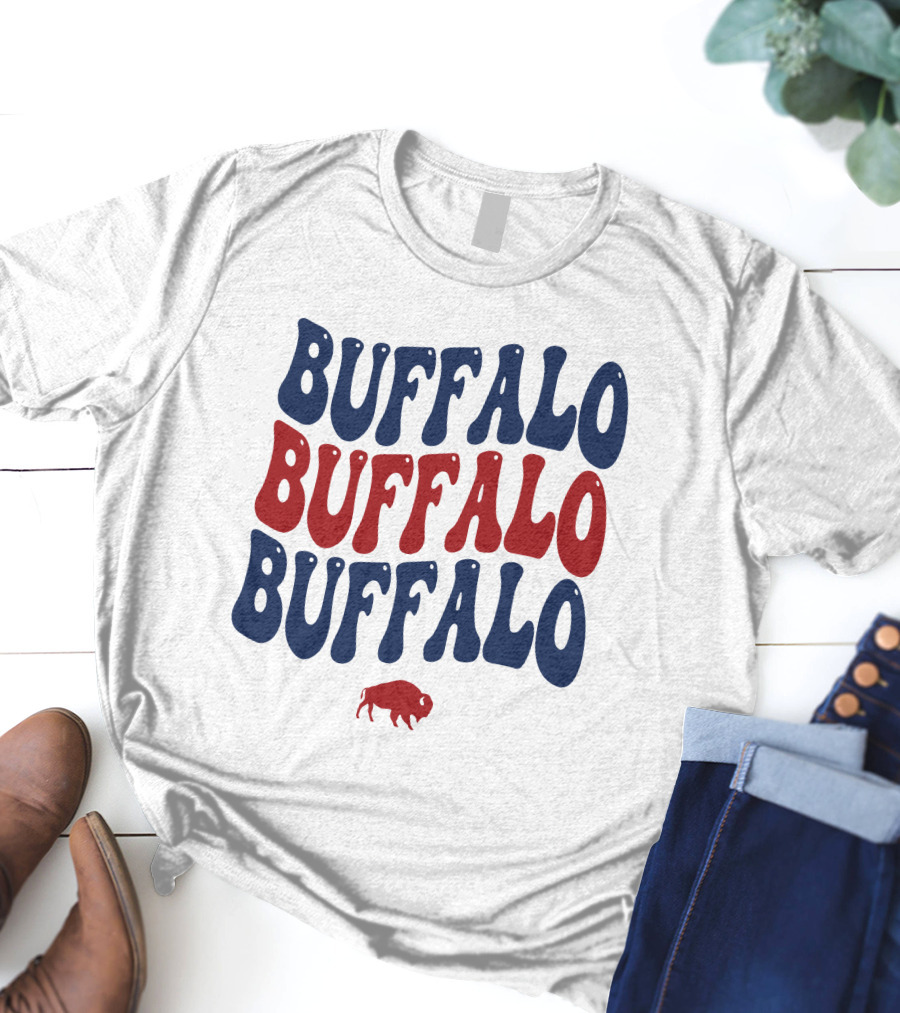 Buffalo Buffalo Buffalo Groovy Retro Style With Bison T-Shirt