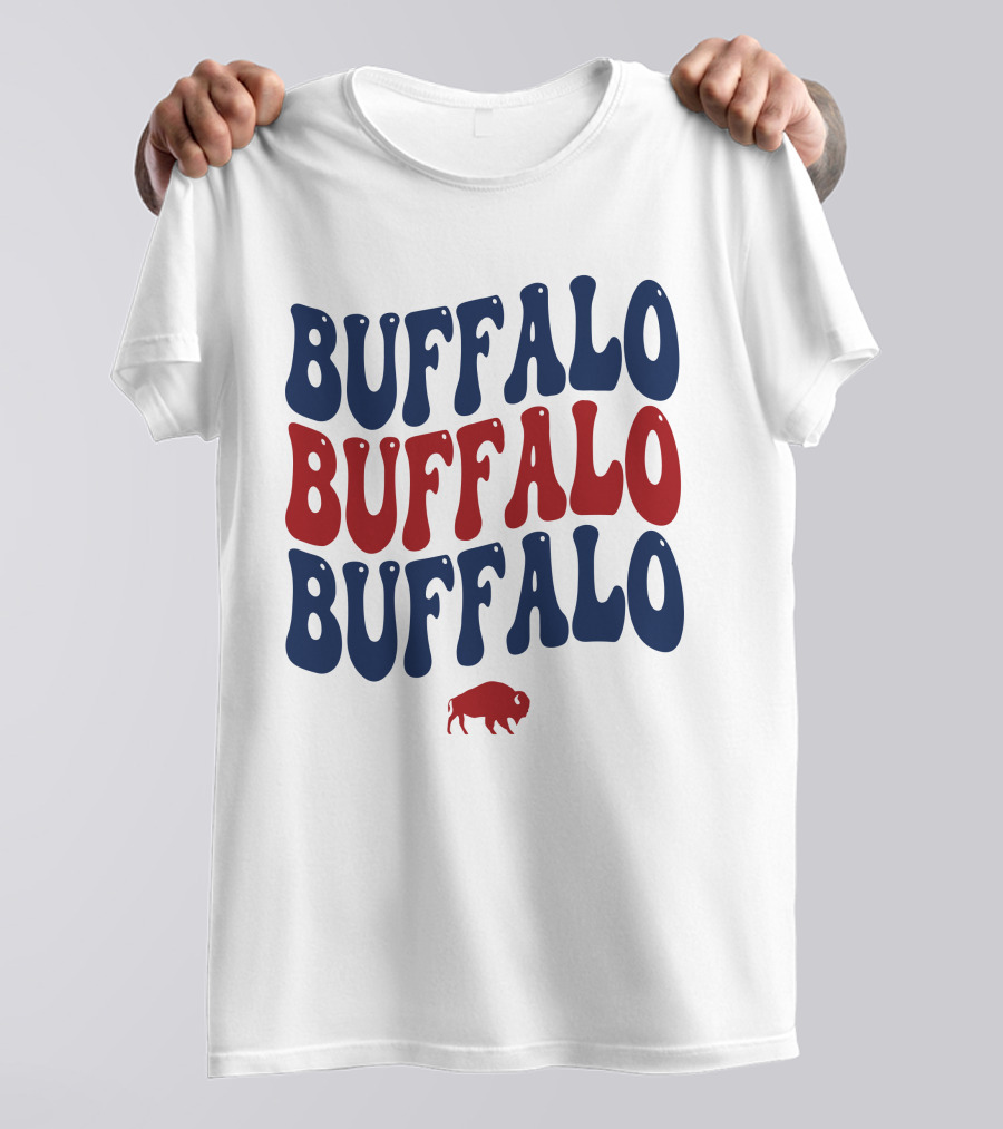 Buffalo Buffalo Buffalo Groovy Retro Style With Bison T-Shirt