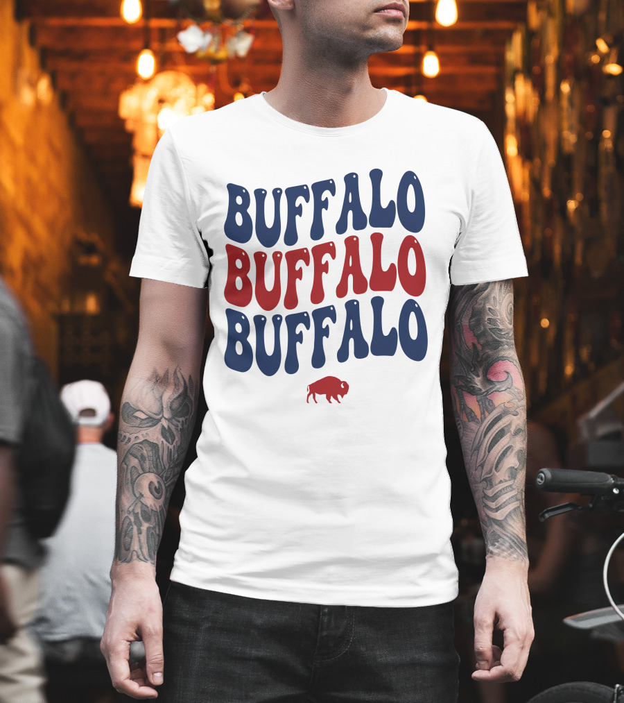 Buffalo Buffalo Buffalo Groovy Retro Style With Bison T-Shirt