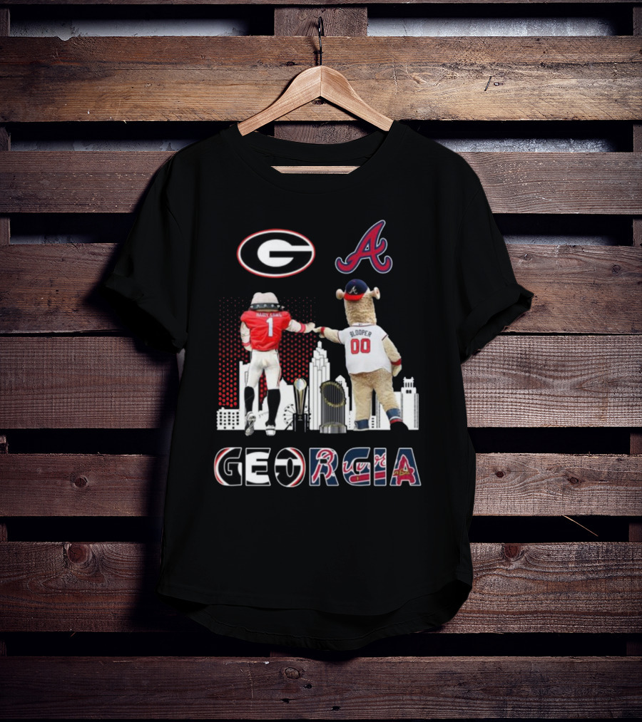 Georgia Bulldogs Braves Blooper Mascots Skyline T-Shirt