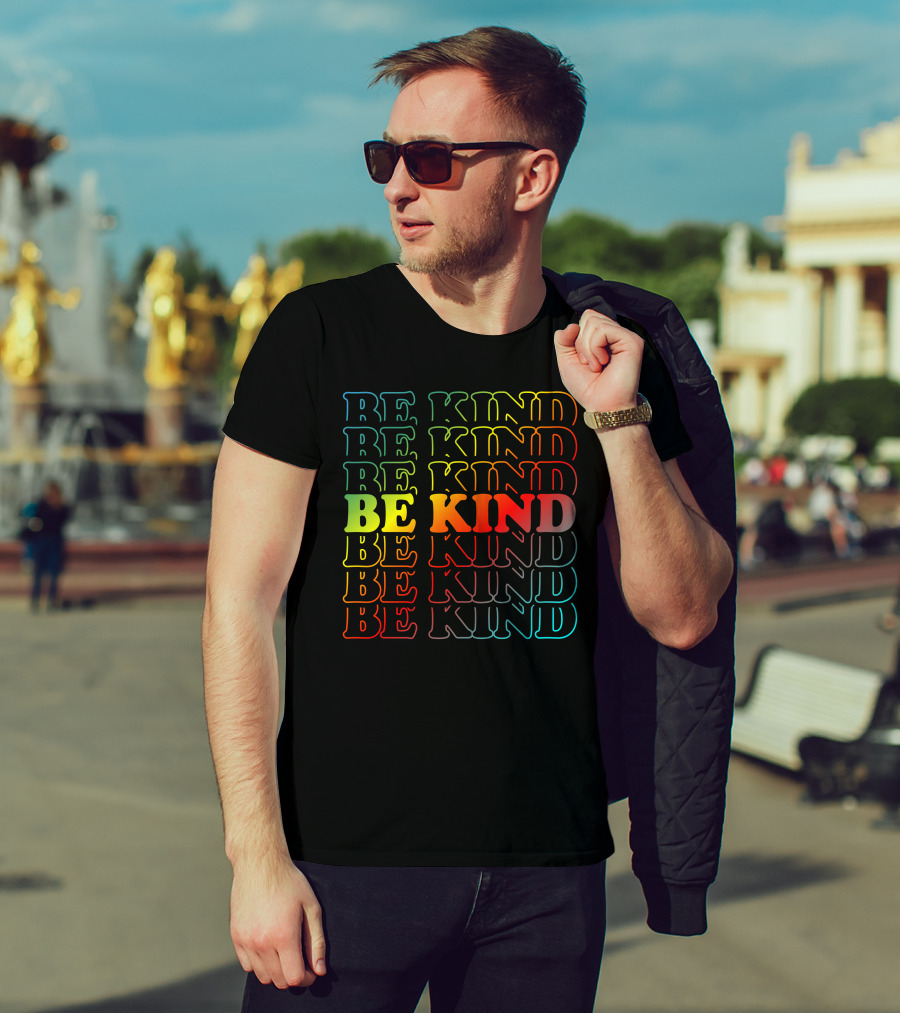 Be Kind Colorful Gradient Text Mick Foley T-Shirt