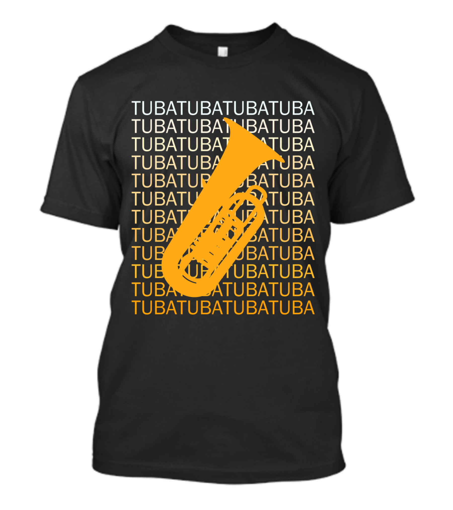 Tuba Repeated Text Pattern With Bold Tuba Image T-Shirt