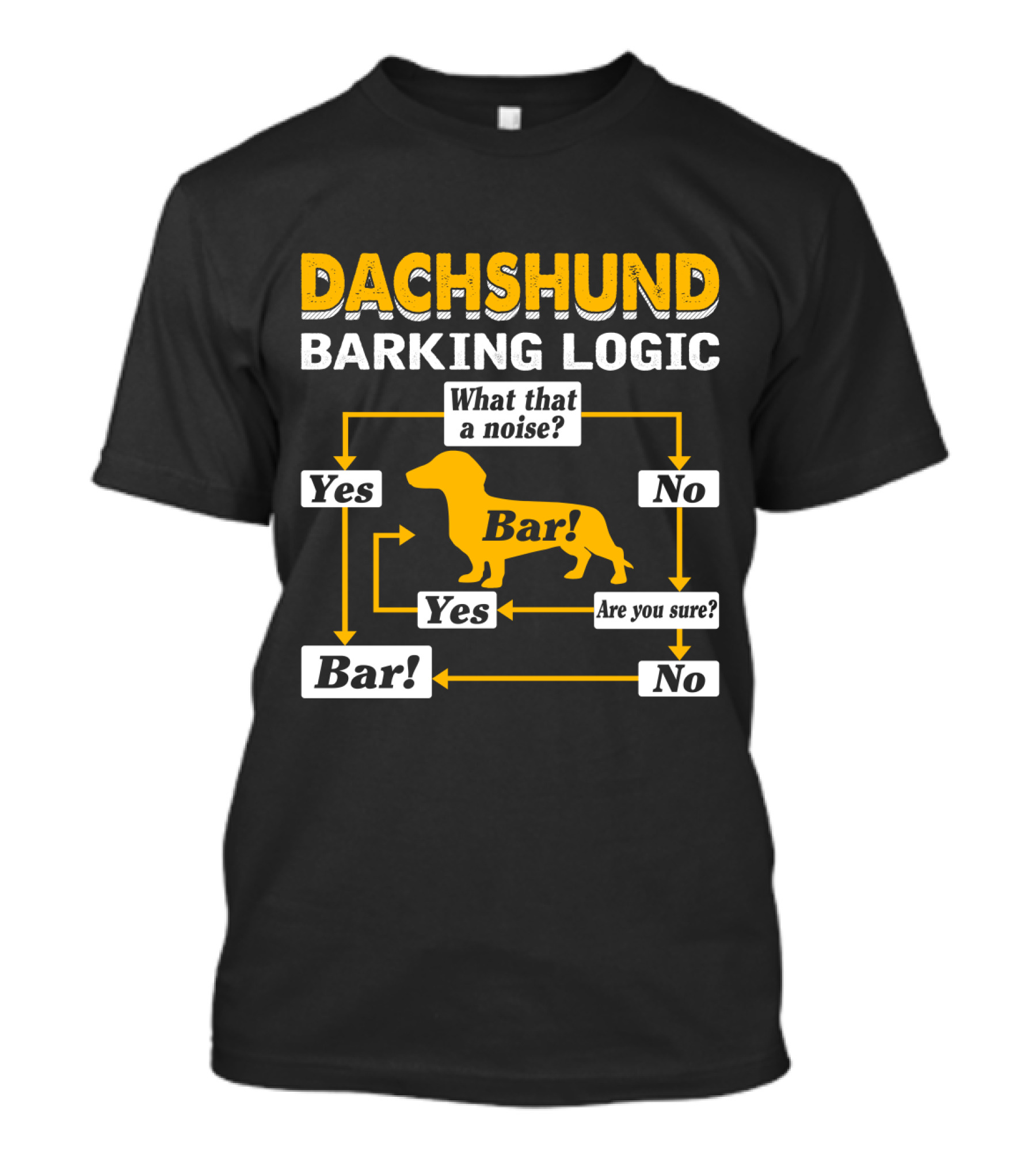 Dachshund Barking Logic Flowchart What That A Noise Are You Sure Bar Yes No T-Shirt