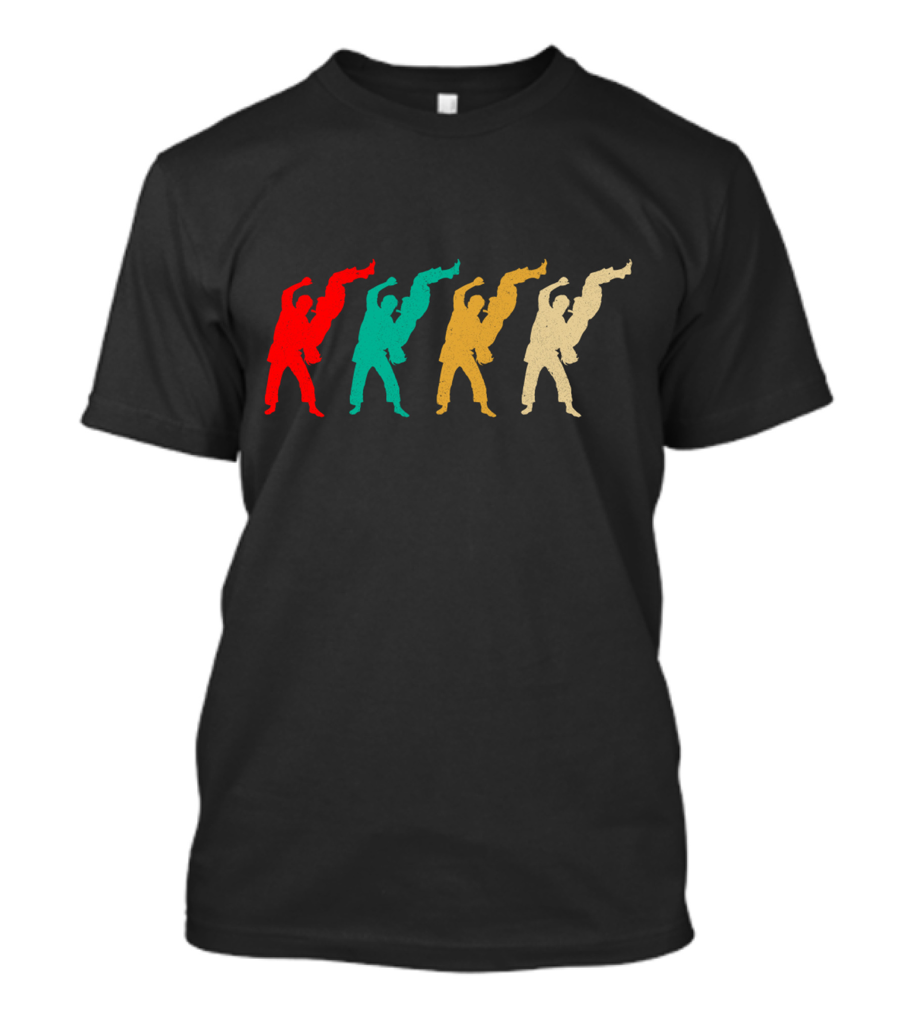 Vintage Jiu Jitsu Colorful Silhouettes Martial Arts T-Shirt