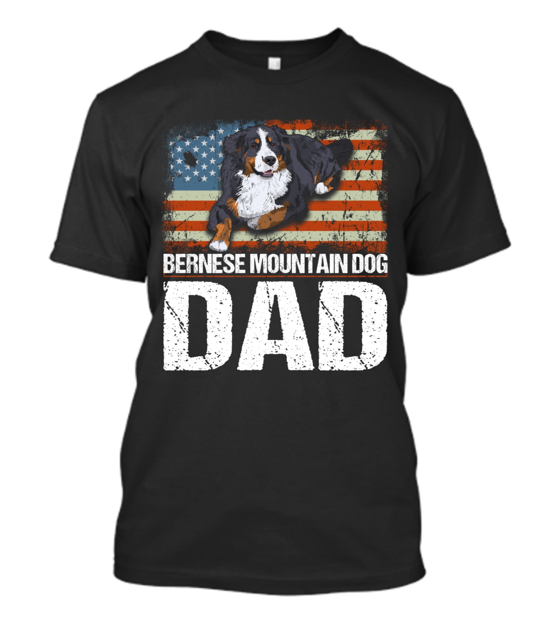 Bernese Mountain Dog Dad American Flag Patriotic Canine Pride T-Shirt