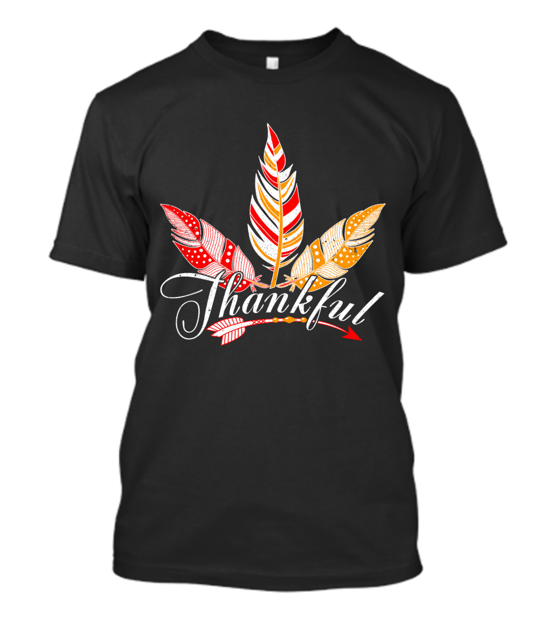Thankful With Feather And Arrow Colorful Fall T-Shirt