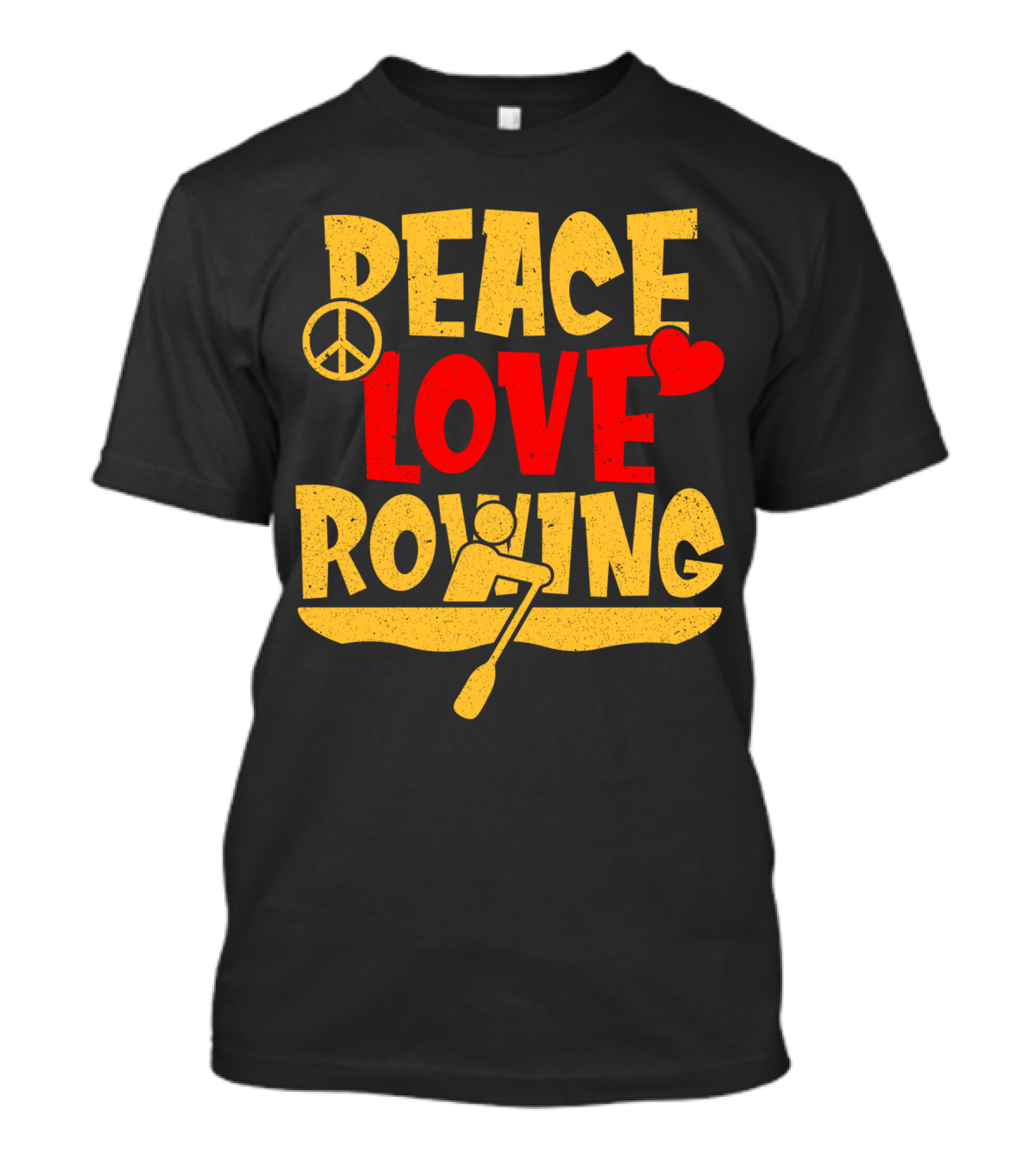 Peace Love Rowing Iconic Peace Symbol Heart Row Boat T-Shirt