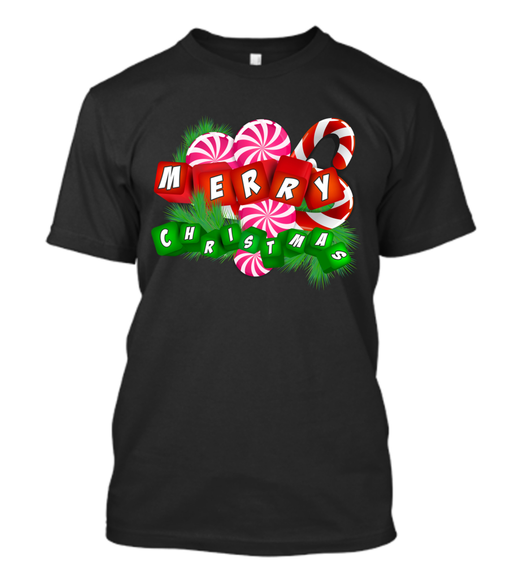 Merry Christmas Candy Canes And Peppermint Ornaments T-Shirt