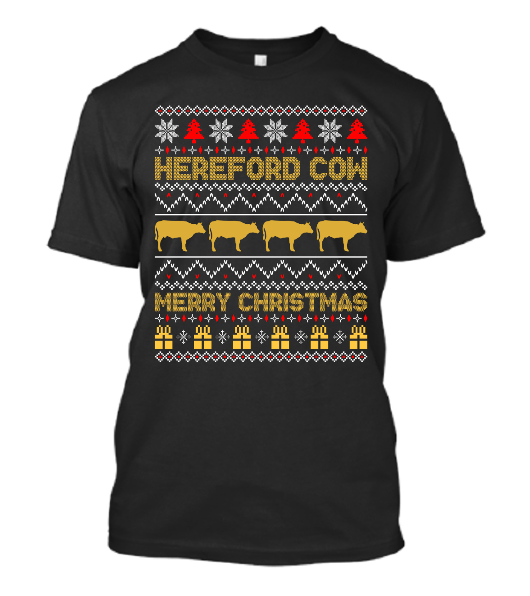Hereford Cow Merry Christmas Ugly T-Shirt