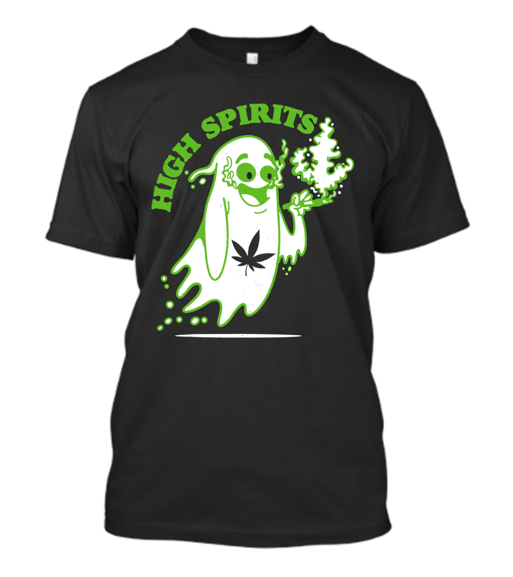 High Spirits Funny Halloween Marijuana CBD Weed Smokers Stoners And Pothead T-Shirt
