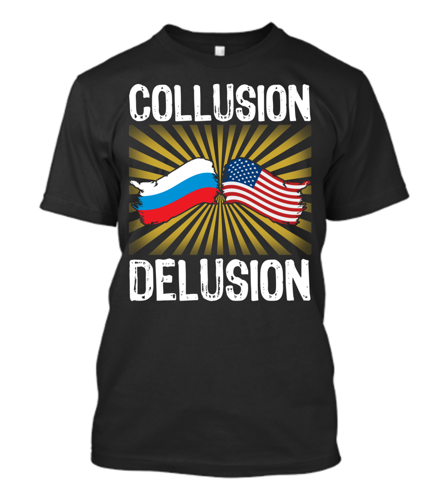 Collusion Delusion Russia America Flags Burst T-Shirt