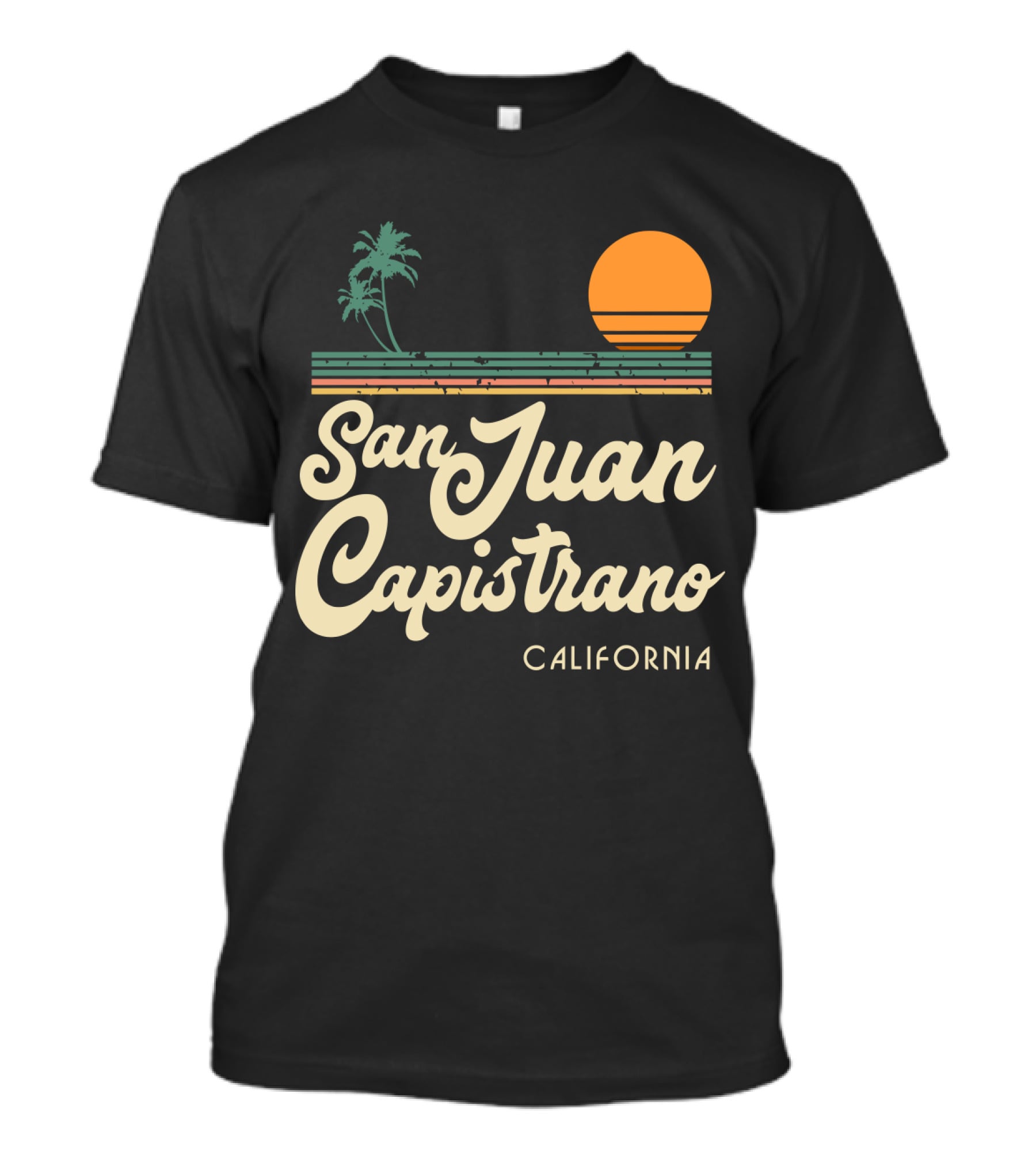 San Juan Capistrano California Vintage Sun And Palm Trees T-Shirt