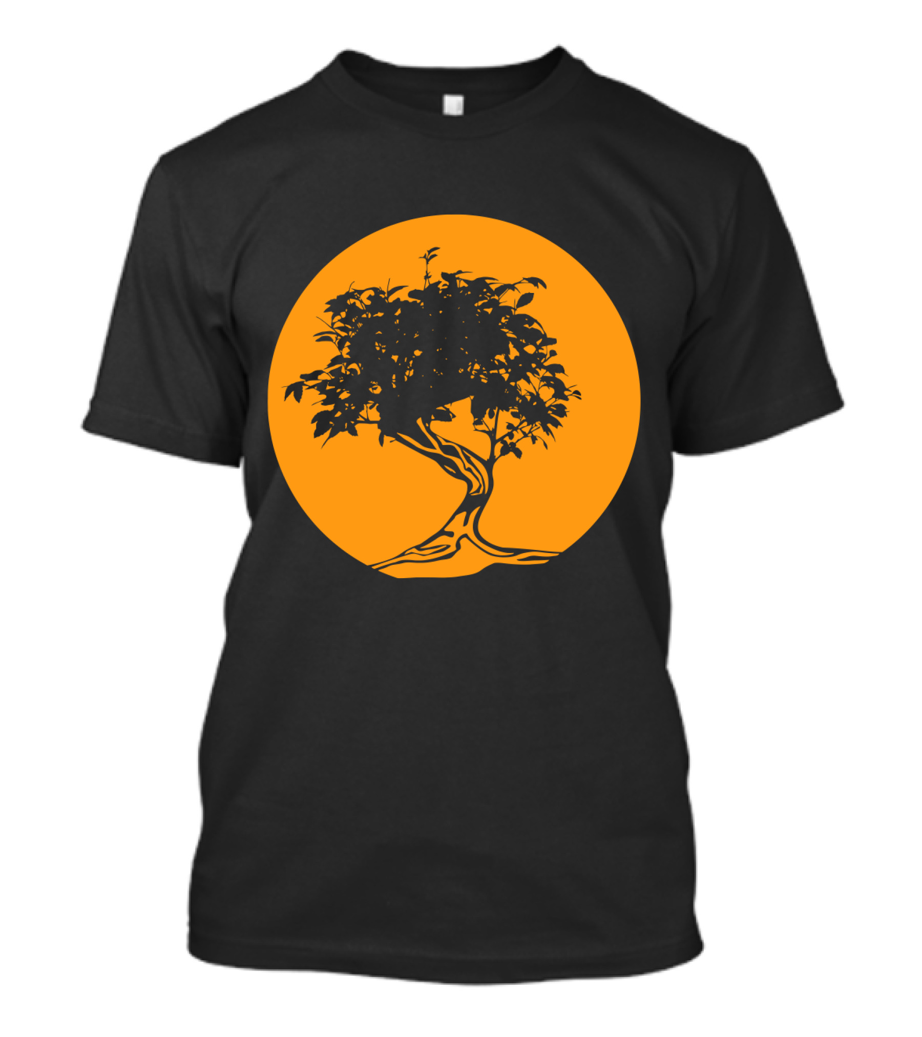 Bonsai Japan Yin Yang Monk Tree Silhouette Circle T-Shirt