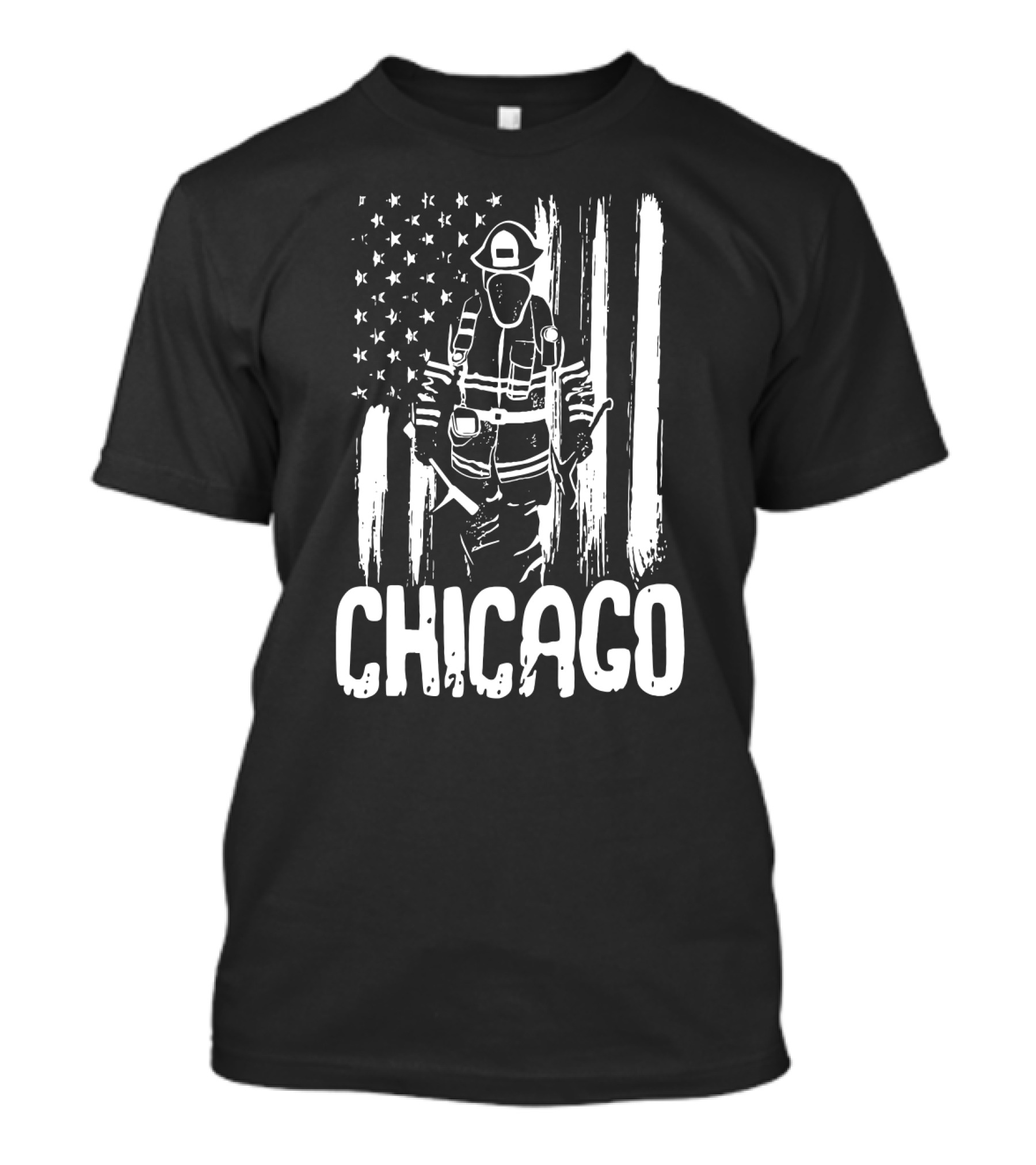 Chicago Firefighter American Flag CFD Fireman T-Shirt