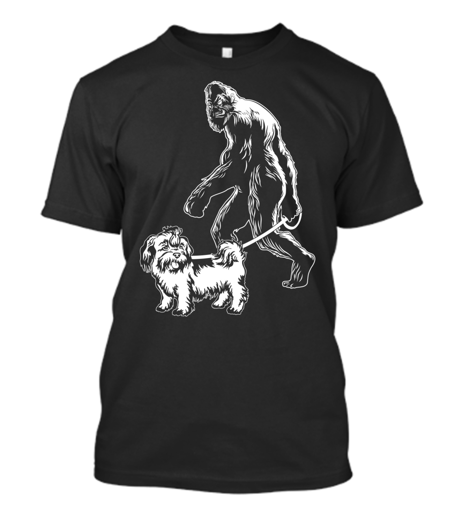 Bigfoot Walking Shih Tzu Dog T-Shirt