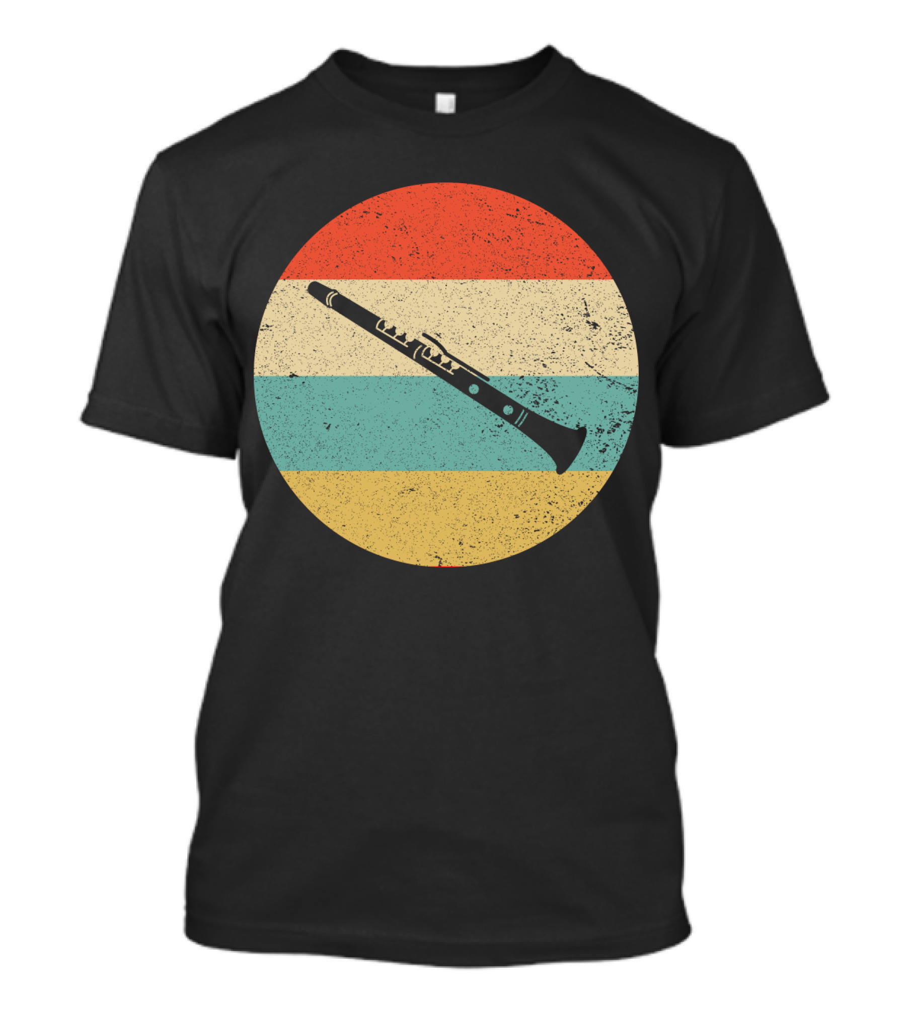 Vintage Retro Clarinet Stripes Circle T-Shirt