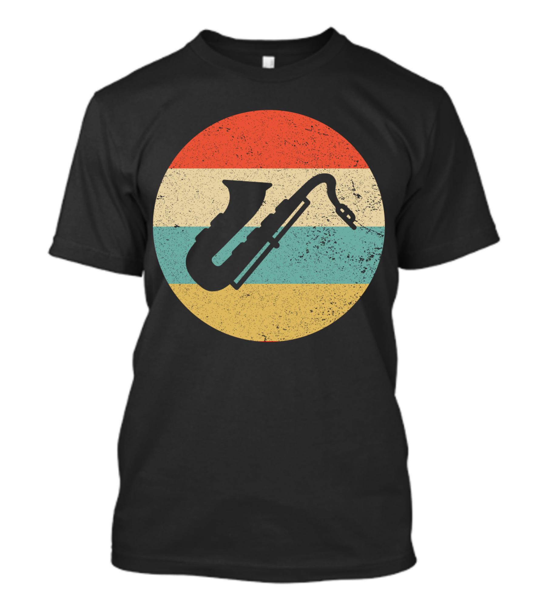 Retro Saxophone Circle Stripes Vintage T-Shirt