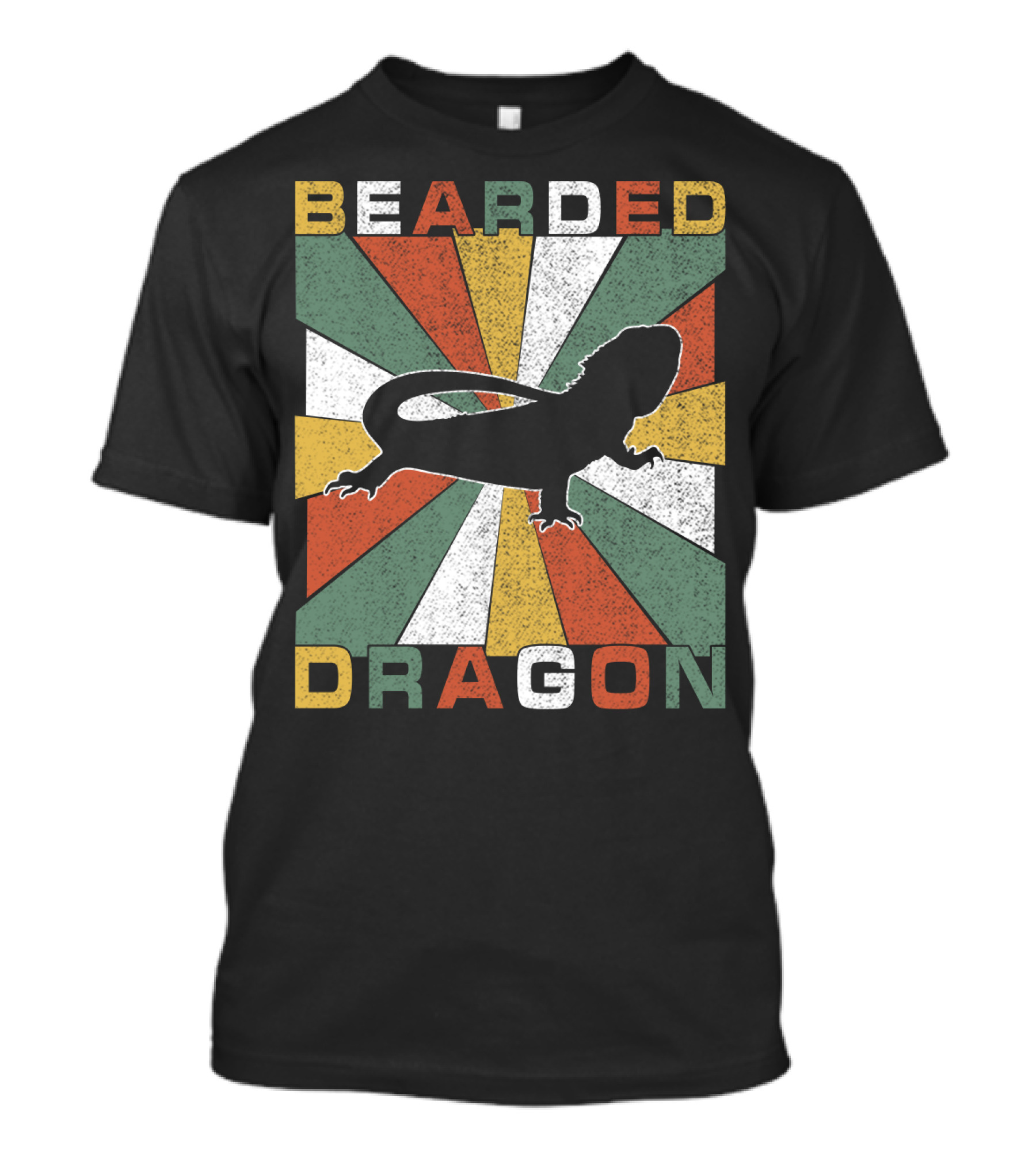 Bearded Dragon Retro 70s Vintage Silhouette Sunburst T-Shirt