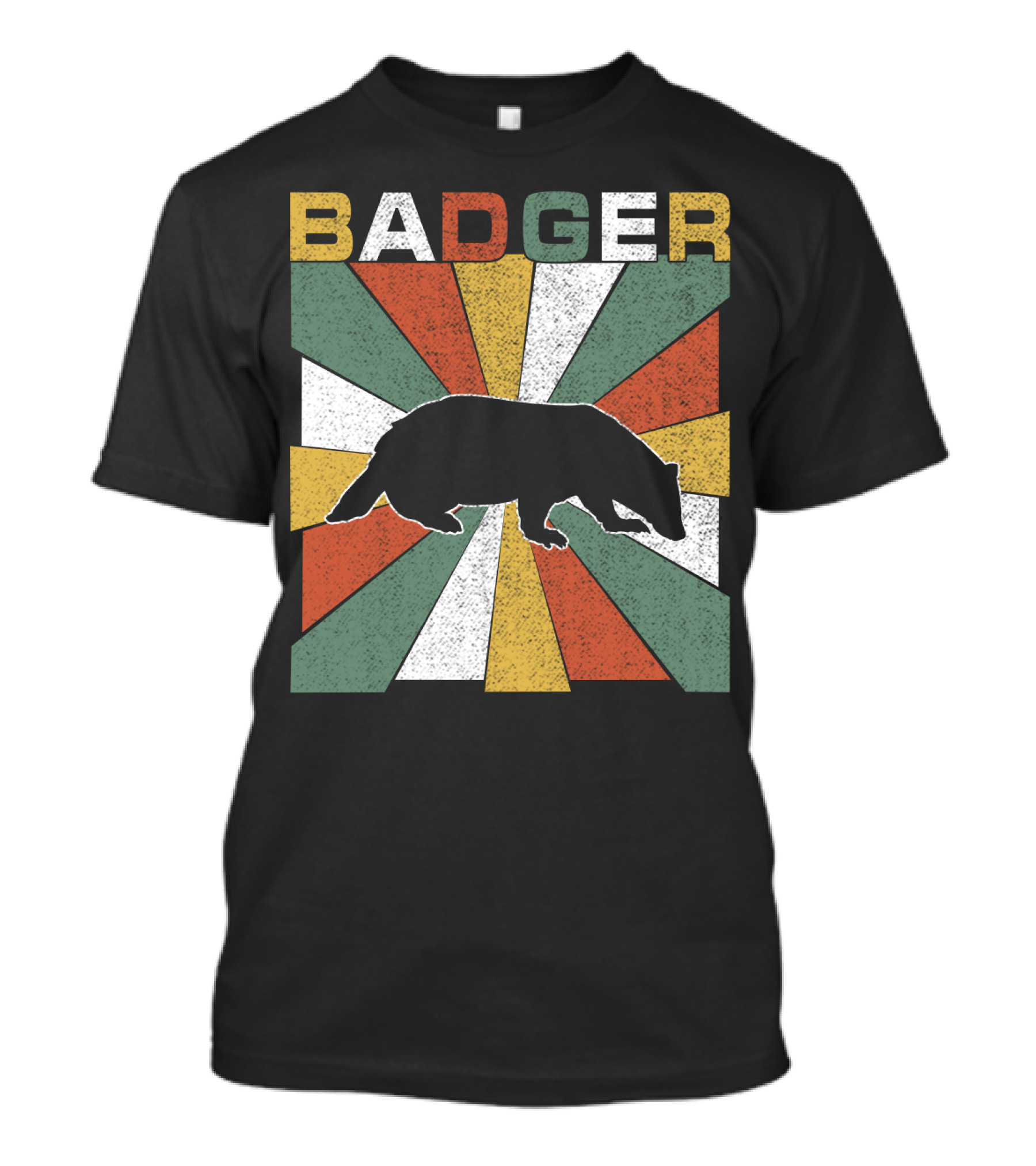 BADGER Vintage 70s Silhouette With Colorful Retro Stripes T-Shirt