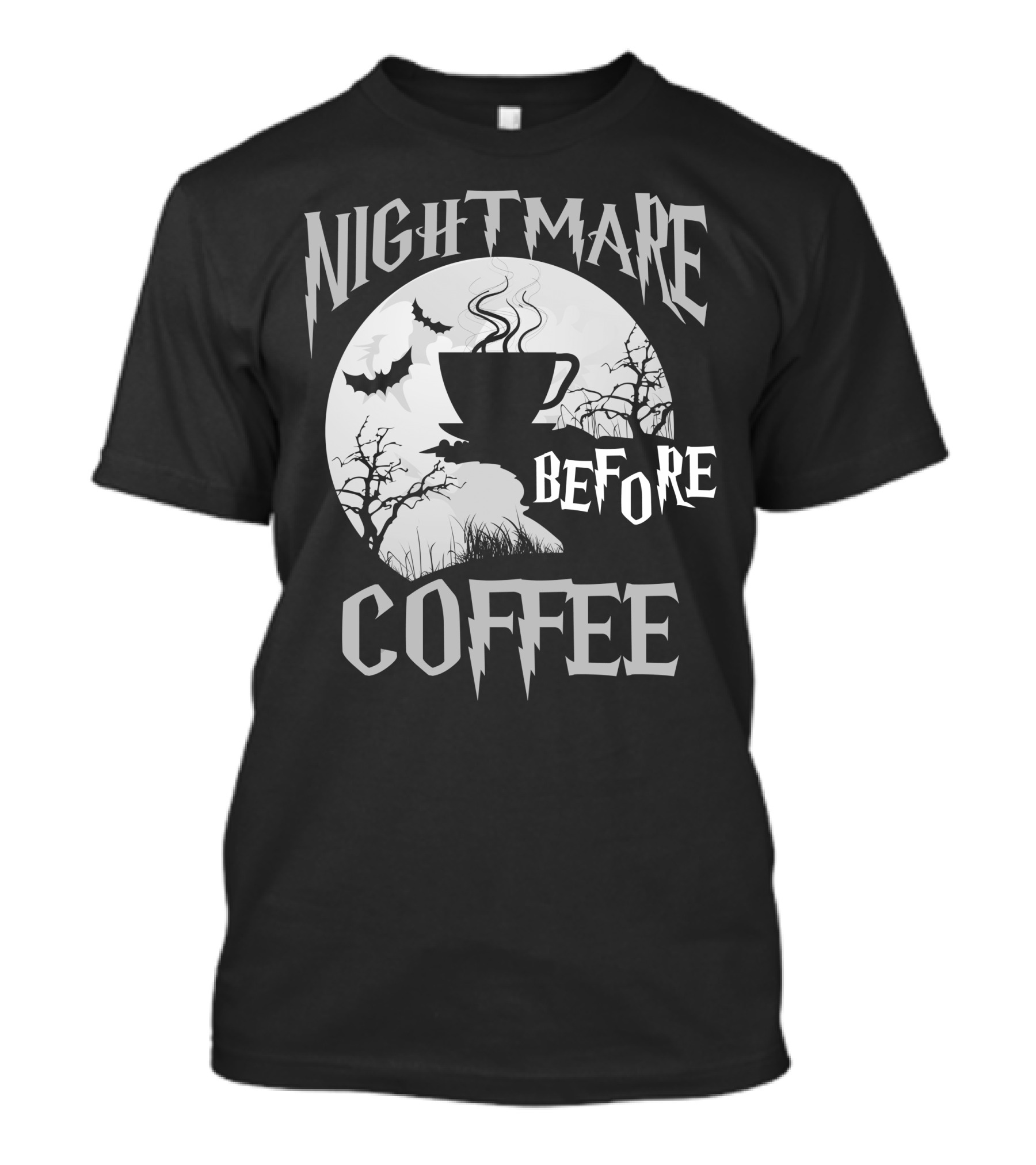 Nightmare Before Coffee Halloween Bat Moon Cup T-Shirt
