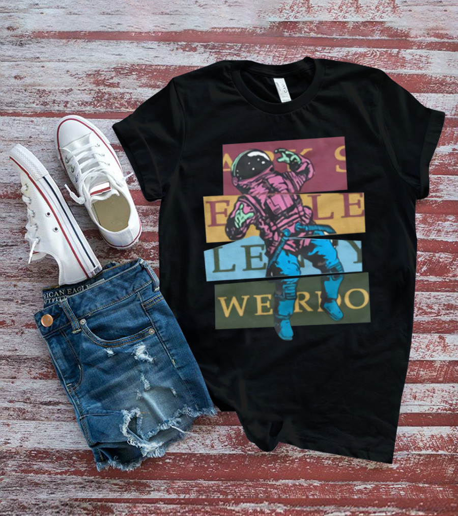 Astronaut Weirdo Brand Text Collage T-Shirt
