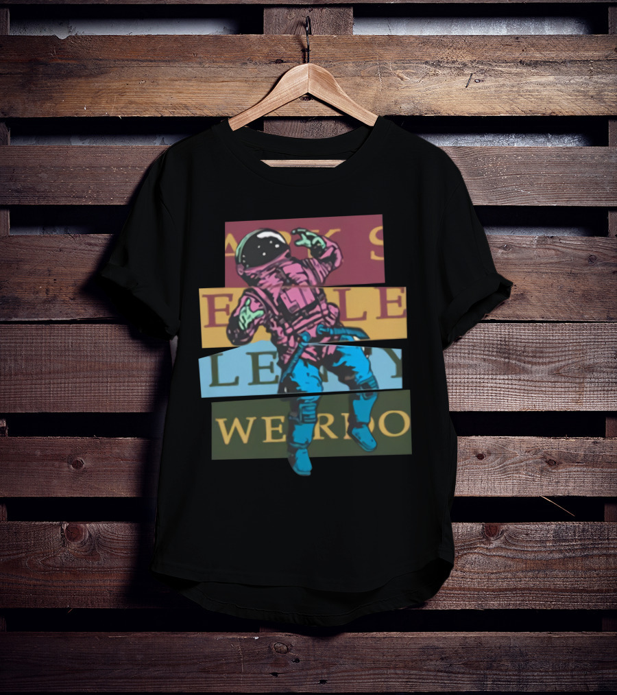 Astronaut Weirdo Brand Text Collage T-Shirt