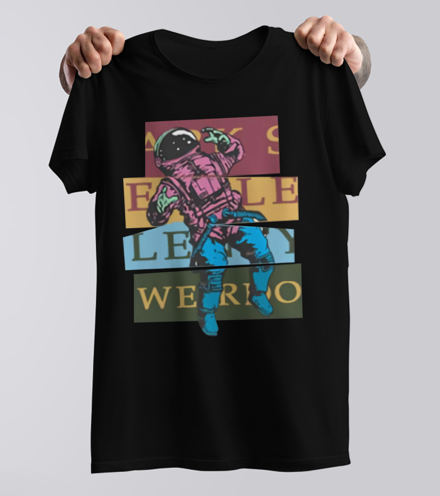 Astronaut Weirdo Brand Text Collage T-Shirt