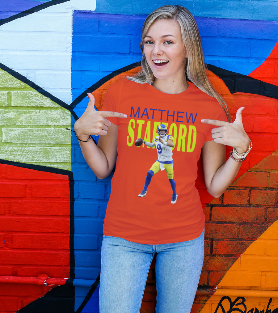 Matthew Stafford Rams Quarterback NFL Football Action T-Shirt
