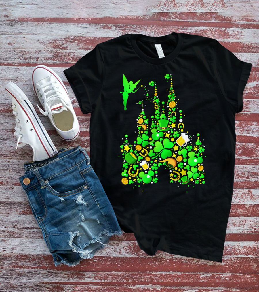 DN Castle St. Patrick's Day Tinkerbell Shamrocks Leprechaun Hat 2 T-Shirt