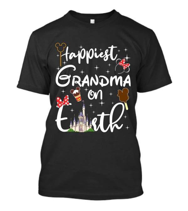 Happiest Grandma On Earth Castle Mouse Ears Ice Cream And Bows T-Shirt