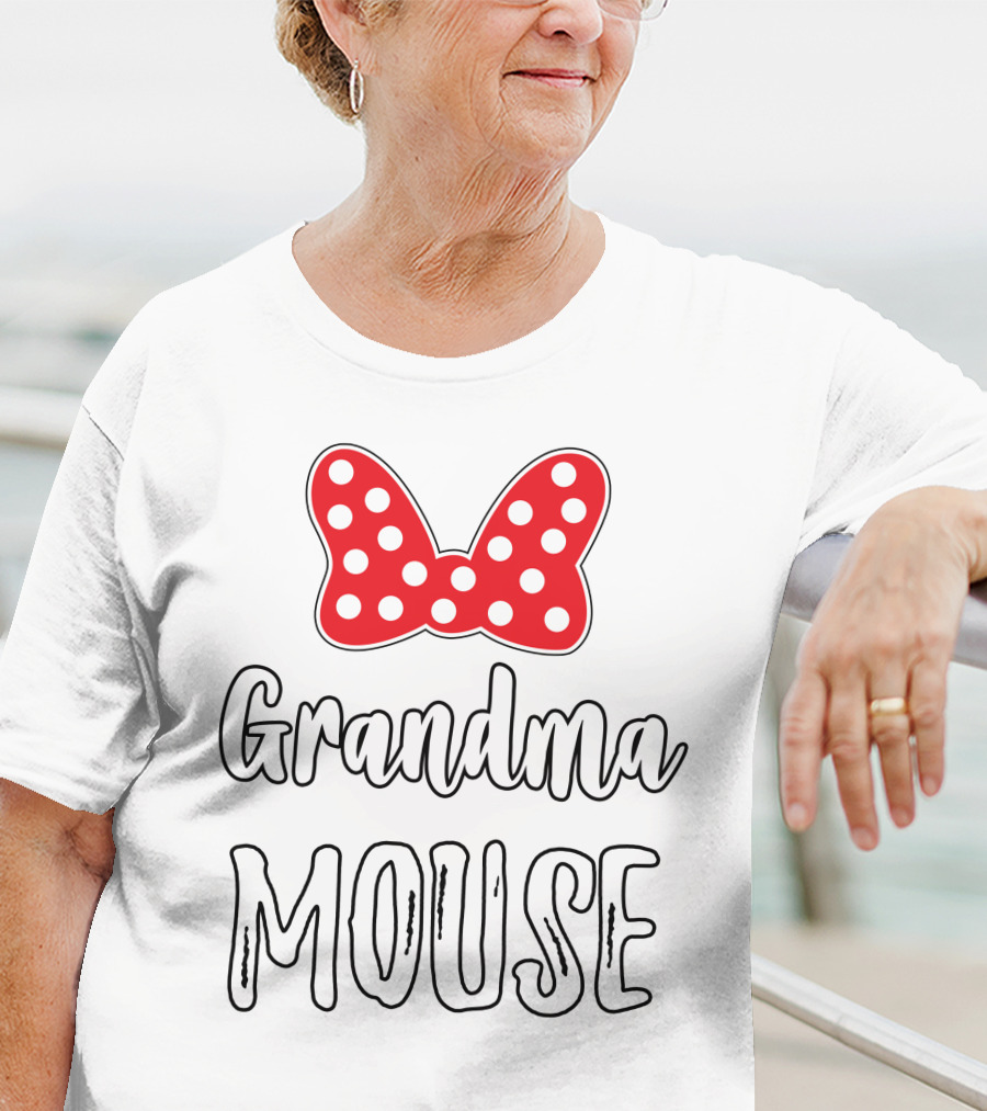 Grandma Mouse Bow Dots T-Shirt