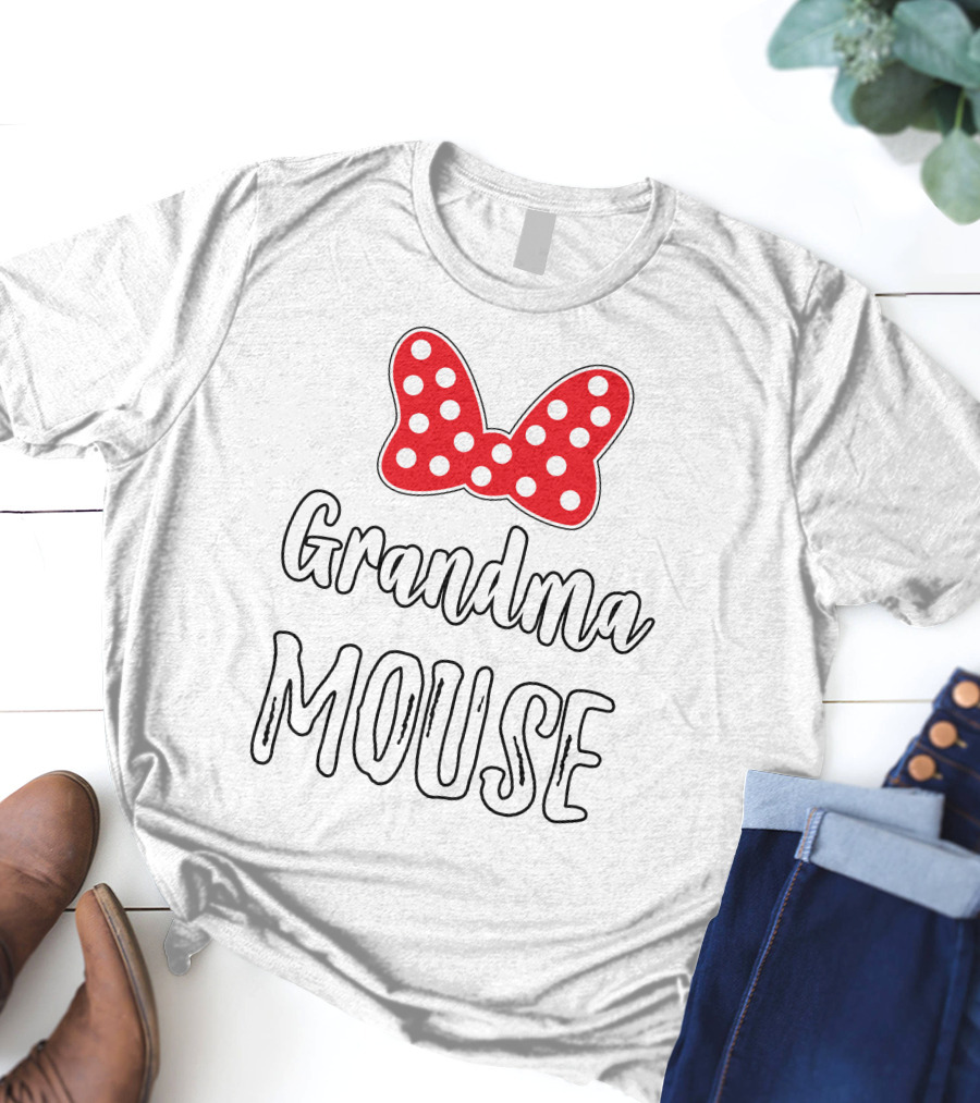 Grandma Mouse Bow Dots T-Shirt