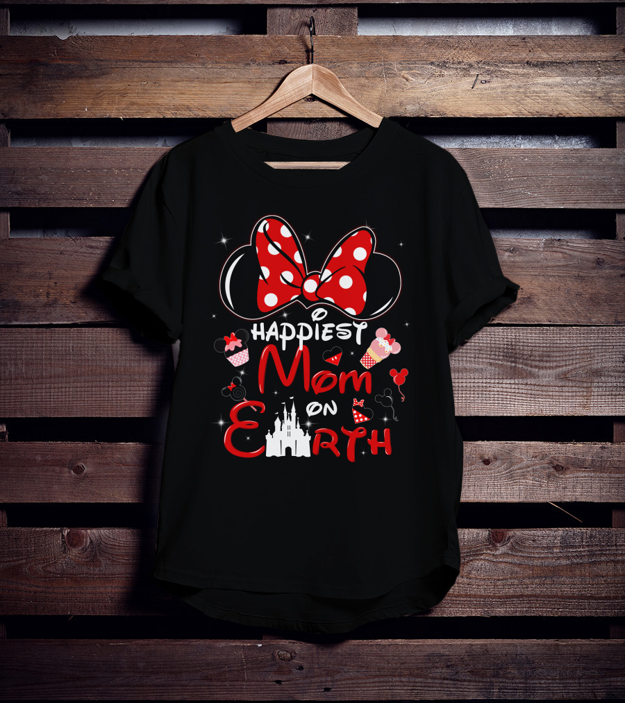 Happiest Mom On Earth Minnie Ears Castle Balloons T-Shirt