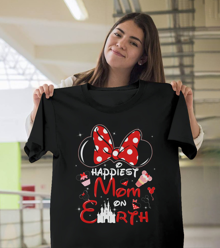 Happiest Mom On Earth Minnie Ears Castle Balloons T-Shirt