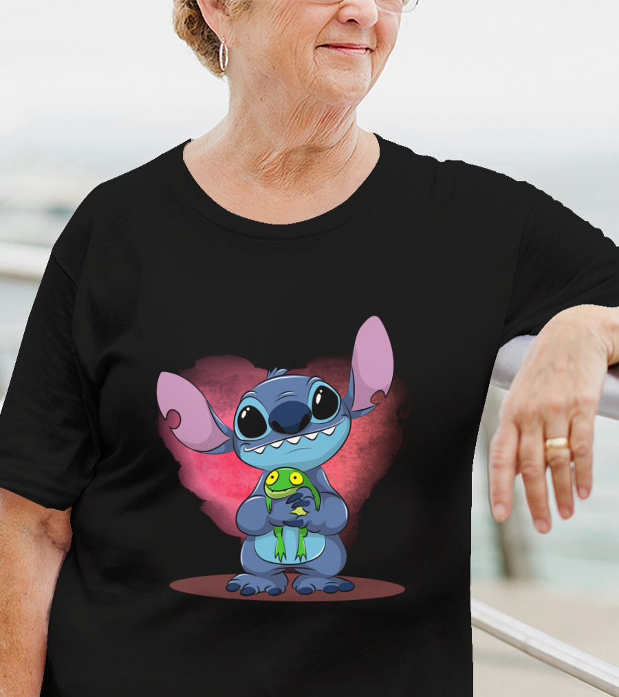 Sorry I'm Late I Didn't Want To Come Stitch Holding Frog T-Shirt