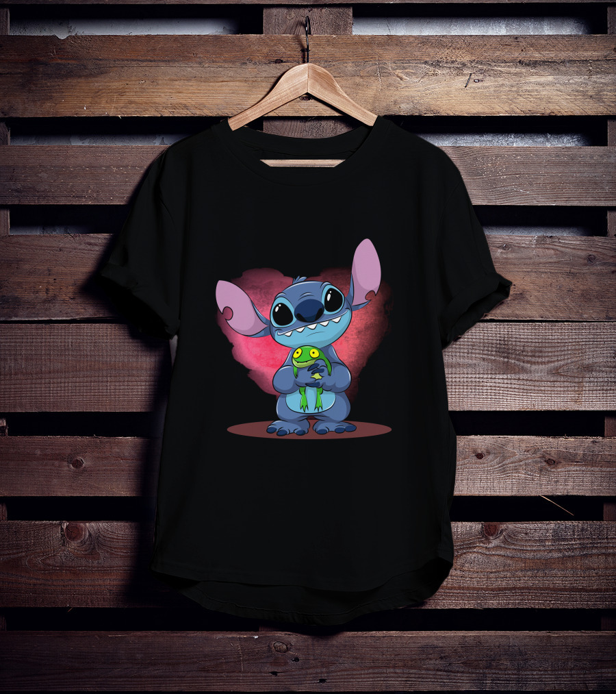 Sorry I'm Late I Didn't Want To Come Stitch Holding Frog T-Shirt