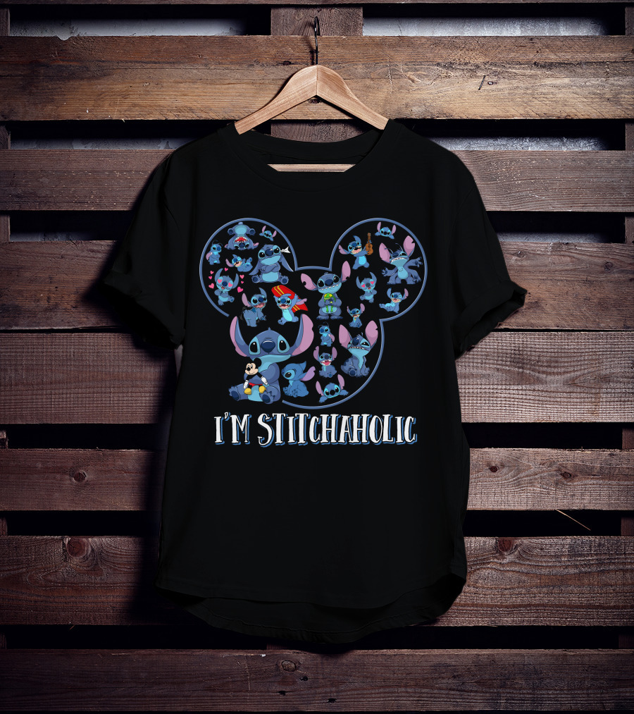 I'm Stitchaholic Mickey Mouse Head Stitch T-Shirt