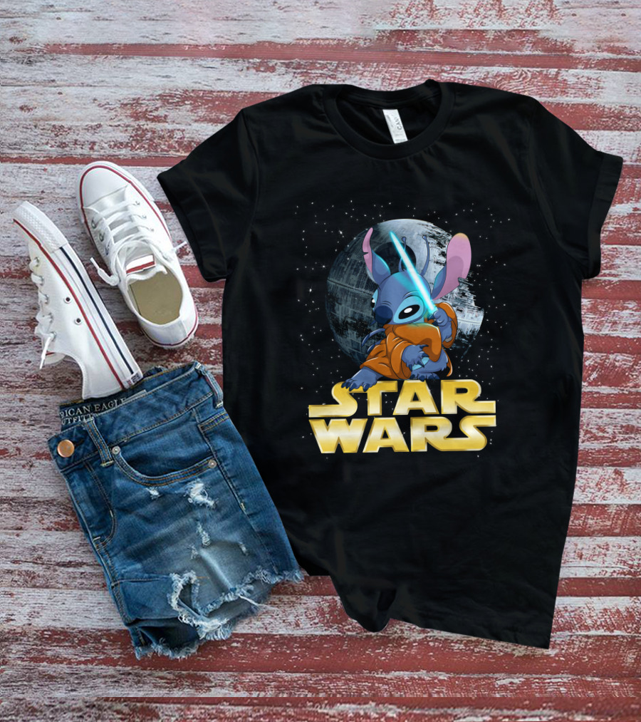 Stitch Star Wars Crossover Jedi Lightsaber Death Star T-Shirt