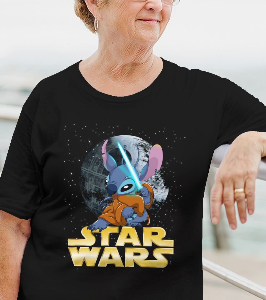 Stitch Star Wars Crossover Jedi Lightsaber Death Star T-Shirt