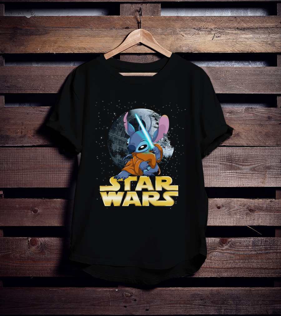 Stitch Star Wars Crossover Jedi Lightsaber Death Star T-Shirt