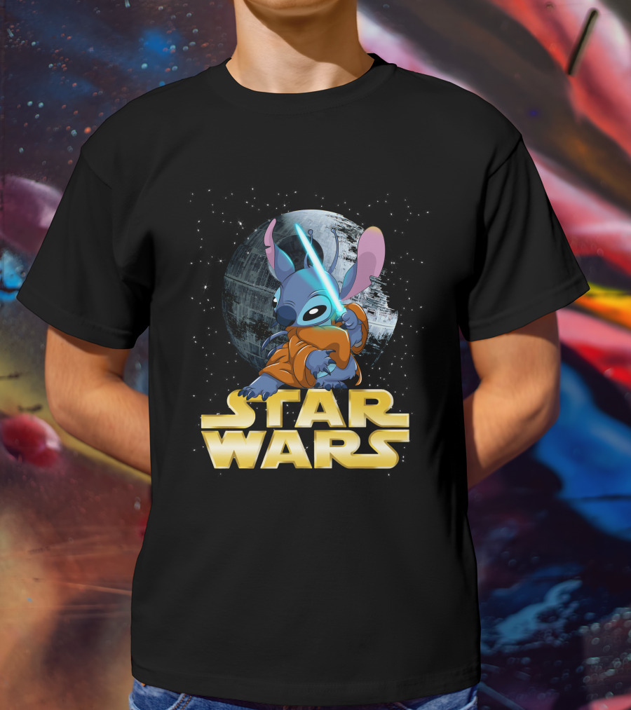 Stitch Star Wars Crossover Jedi Lightsaber Death Star T-Shirt