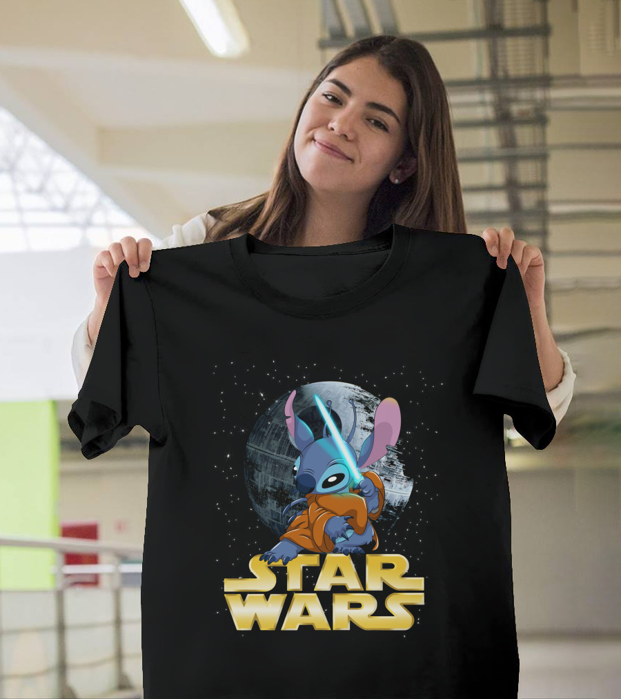 Stitch Star Wars Crossover Jedi Lightsaber Death Star T-Shirt