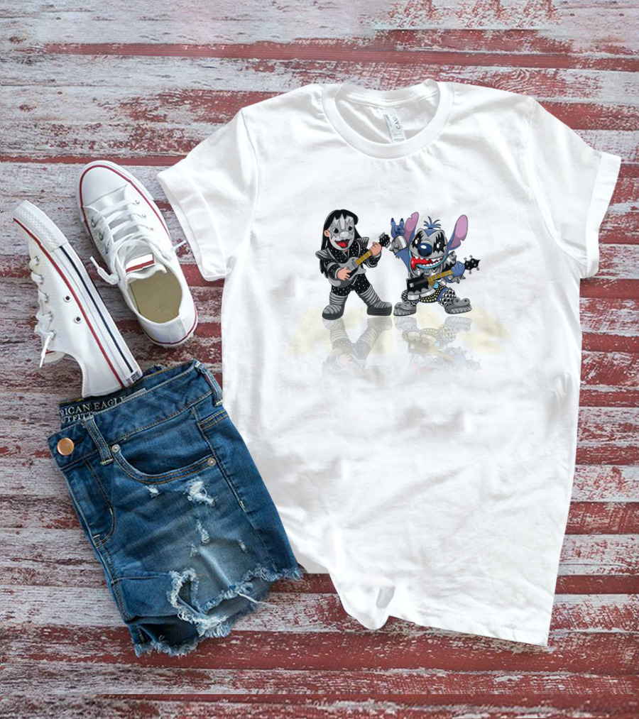 KISS Stitch Playing Guitar Mashup T-Shirt